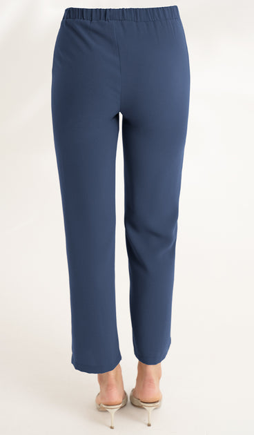 Abeer Stretch Waist Wide Leg Pants - Marina Blue - Final Sale