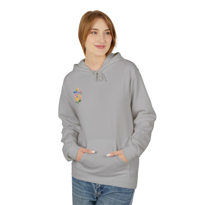 Wild Blooms Cotton Rich Fleece Hoodie with Arabic Calligraphy - Salam