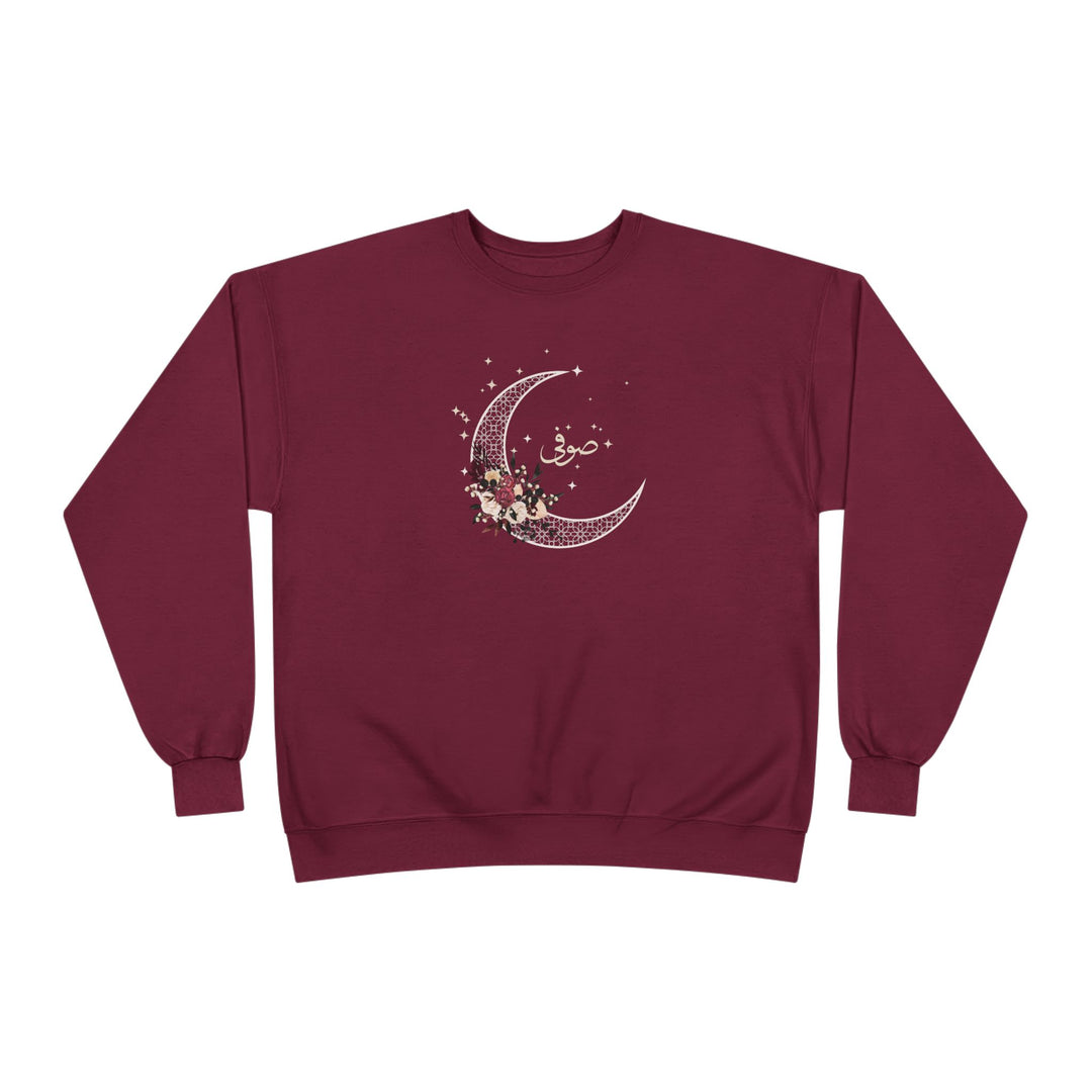 Eco-Friendly Antique Rose Arabic Calligraphy Crewneck Pullover Sweatshirt - Sufi