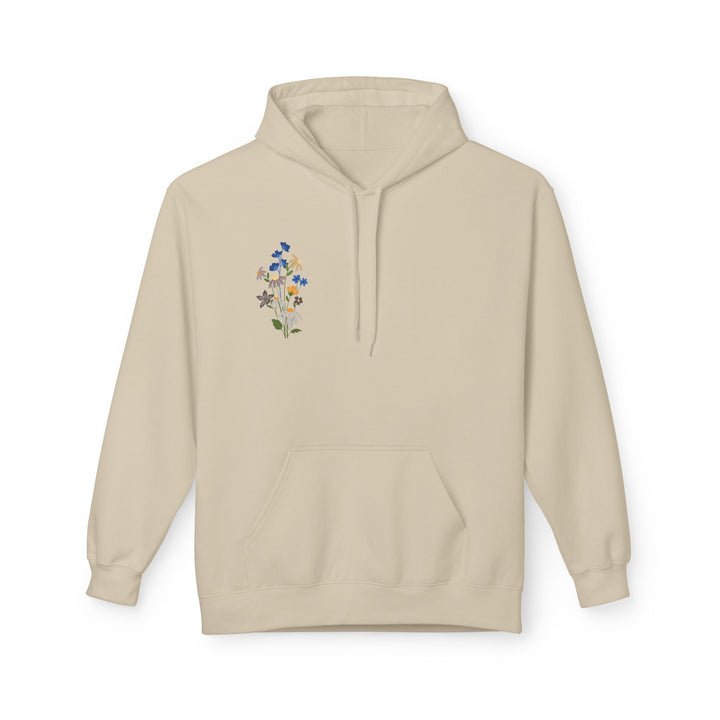 Wild Blooms Cotton Rich Fleece Hoodie with Arabic Calligraphy - Sabr