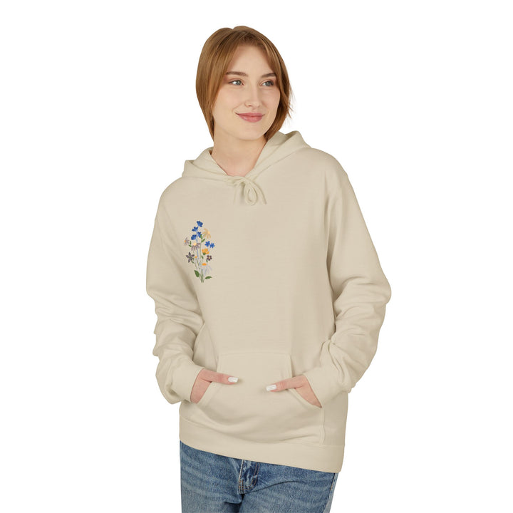 Wild Blooms Cotton Rich Fleece Hoodie with Arabic Calligraphy - Sabr