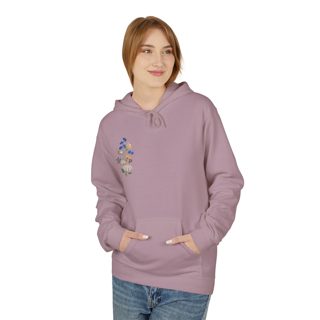 Wild Blooms Cotton Rich Fleece Hoodie with Arabic Calligraphy - Sabr