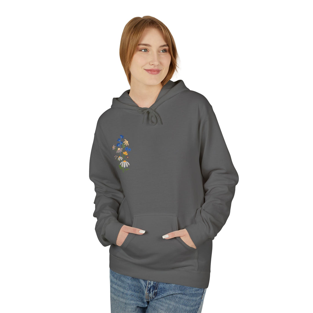 Wild Blooms Cotton Rich Fleece Hoodie with Arabic Calligraphy - Sabr