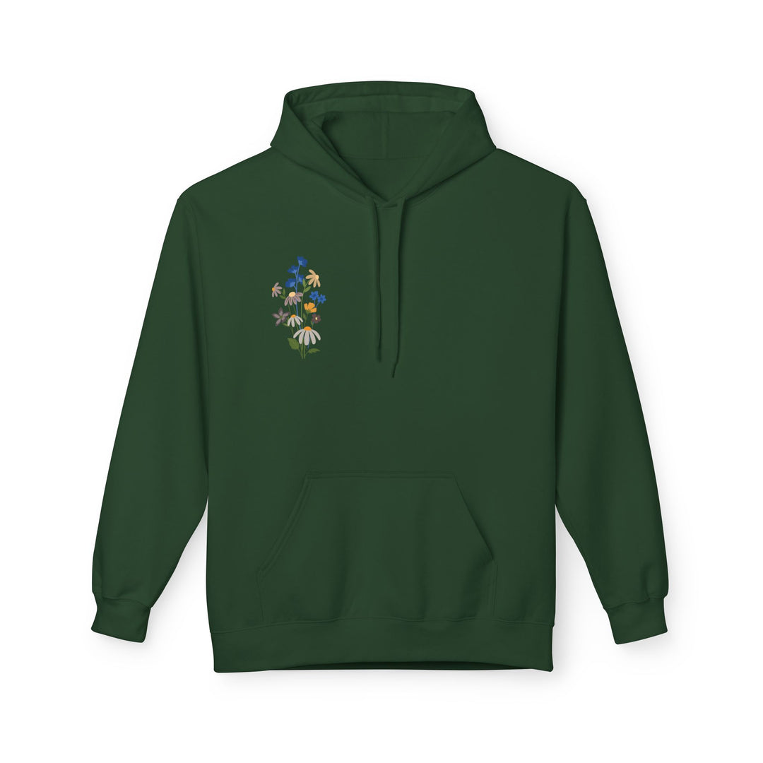 Wild Blooms Cotton Rich Fleece Hoodie with Arabic Calligraphy - Sabr