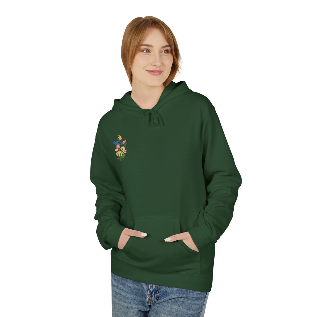 Wild Blooms Cotton Rich Fleece Hoodie with Arabic Calligraphy - Salam