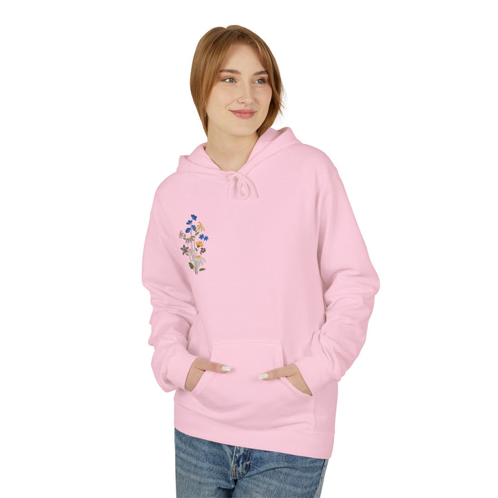 Wild Blooms Cotton Rich Fleece Hoodie with Arabic Calligraphy - Sabr