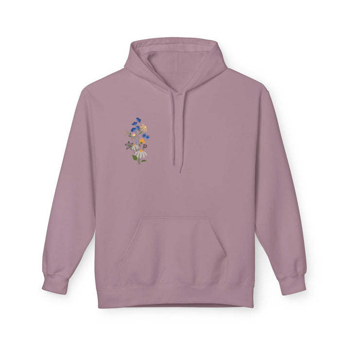 Wild Blooms Cotton Rich Fleece Hoodie with Arabic Calligraphy - Sabr