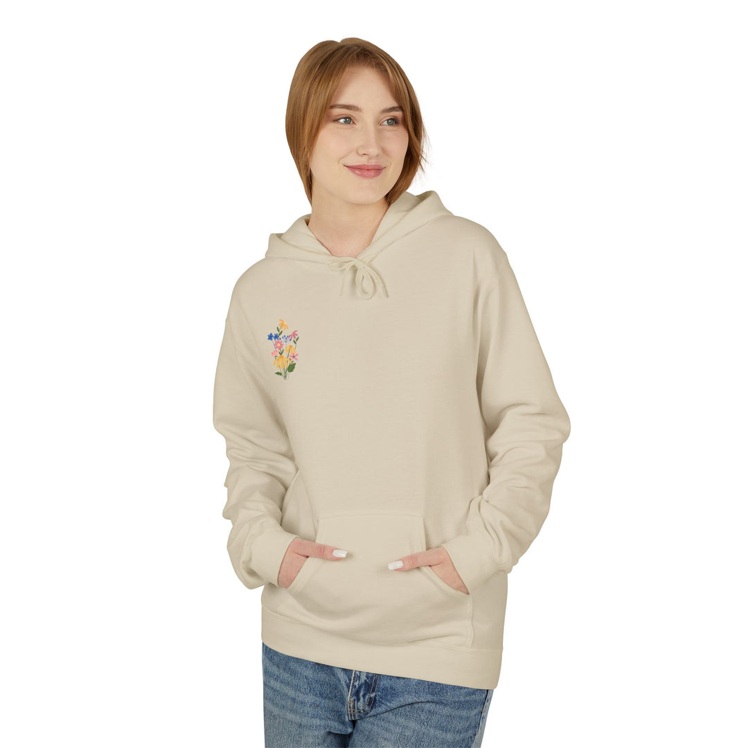 Wild Blooms Cotton Rich Fleece Hoodie with Arabic Calligraphy - Salam