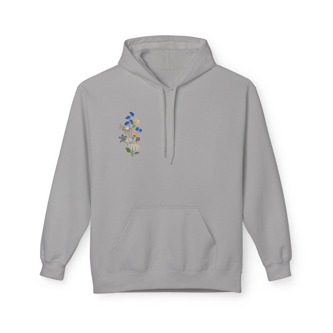 Wild Blooms Cotton Rich Fleece Hoodie with Arabic Calligraphy - Sabr