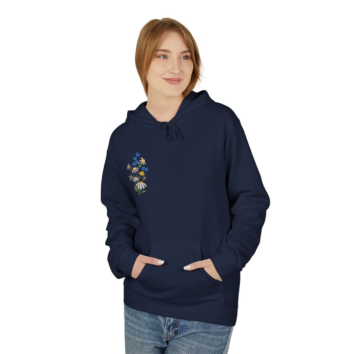 Wild Blooms Cotton Rich Fleece Hoodie with Arabic Calligraphy - Sabr