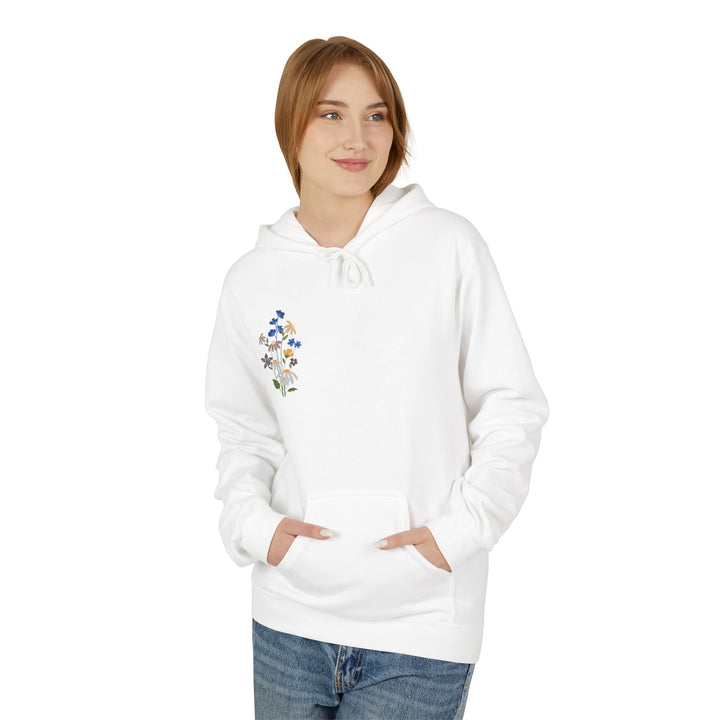 Wild Blooms Cotton Rich Fleece Hoodie with Arabic Calligraphy - Sabr