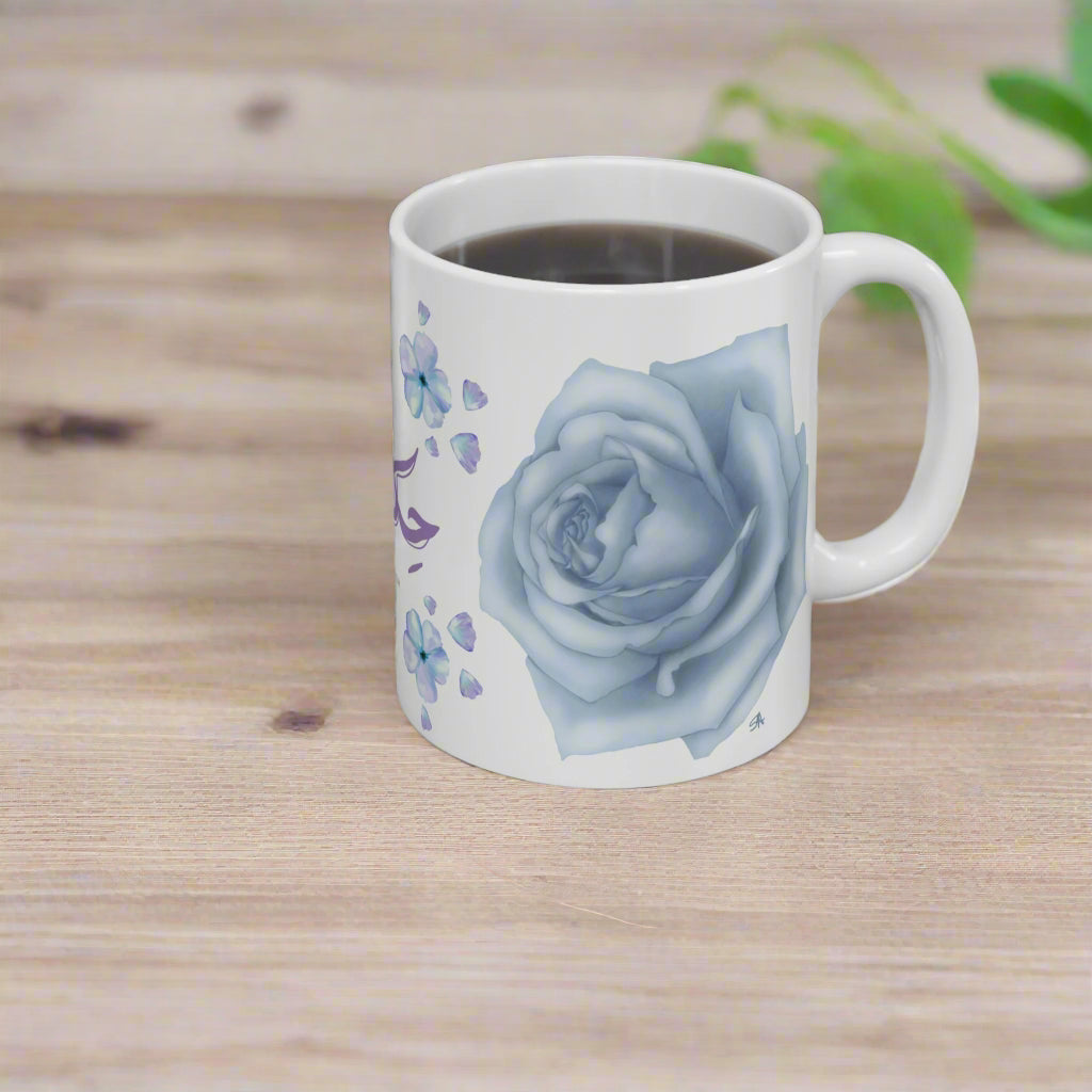 Bold Blooms Collection Arabic Calligraphy Mug - Hikmah (حكمة, Wisdom)