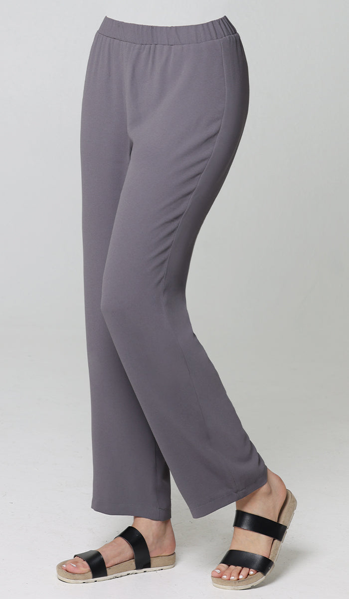 Pantalon large à taille extensible Abeer - Gris pourpre