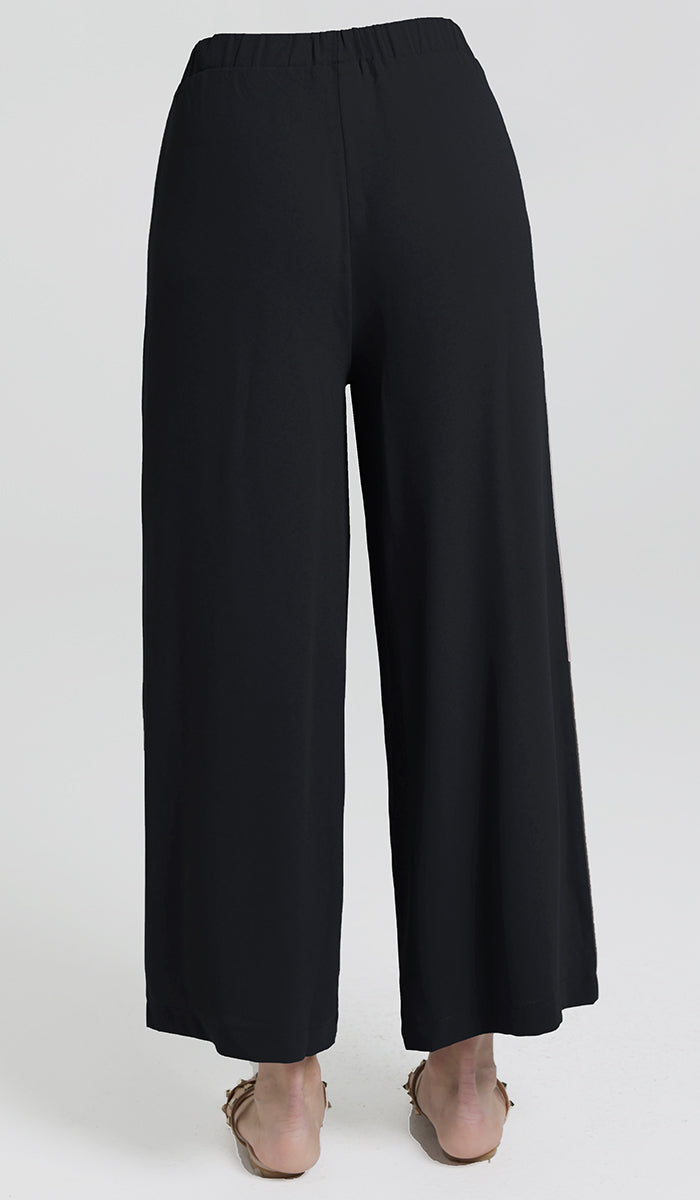 Pantalon large habillé Abiyya - Noir/Café 