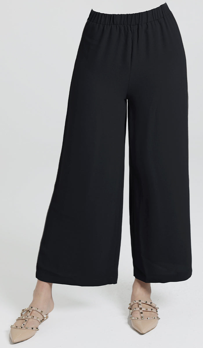 Abiyya Dressy Wide Leg Pants - Black/Cafe