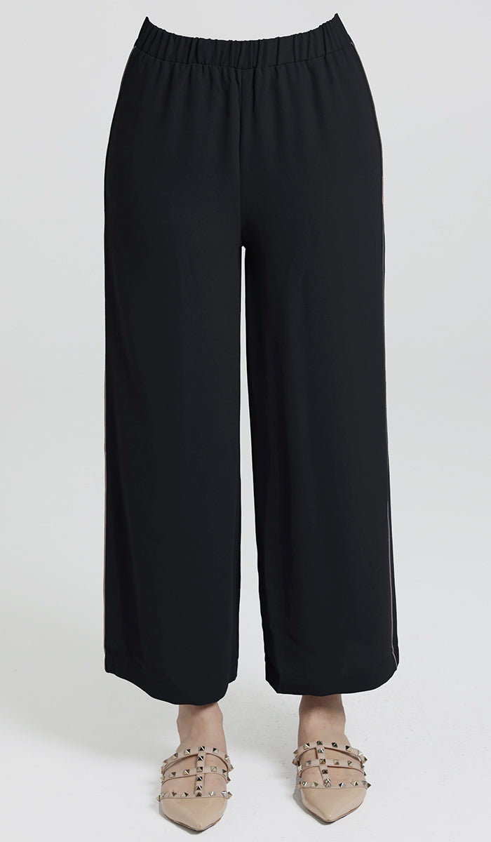 Pantalon large habillé Abiyya - Noir/Café 