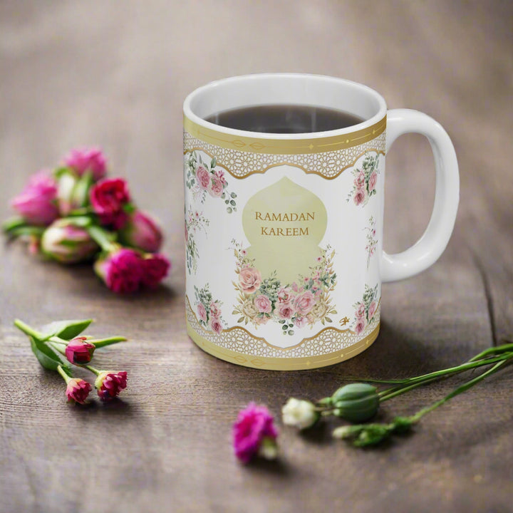 Floral Ramadan Kareem Mug - Damask Rose