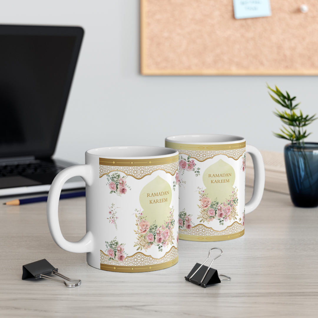 Floral Ramadan Kareem Mug - Damask Rose