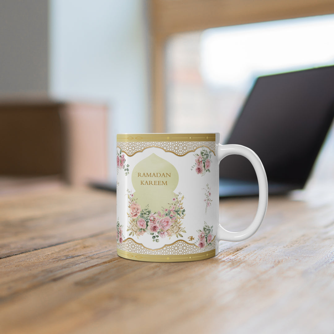 Floral Ramadan Kareem Mug - Damask Rose