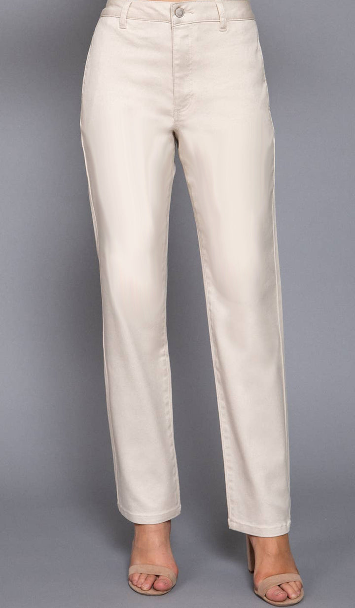 Erem Straight Fit Stretch Cotton Twill Long Pants - Ecru