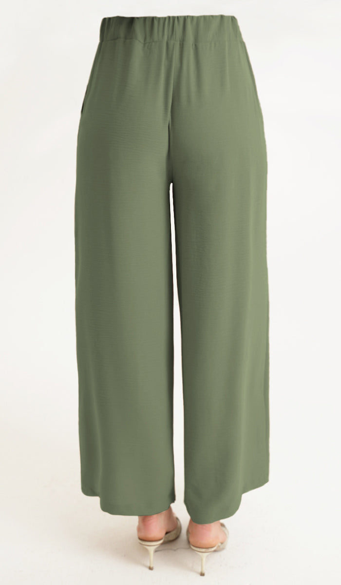 Pantalon Palazzo Ilham Loose Flowy Stretch - Olive 