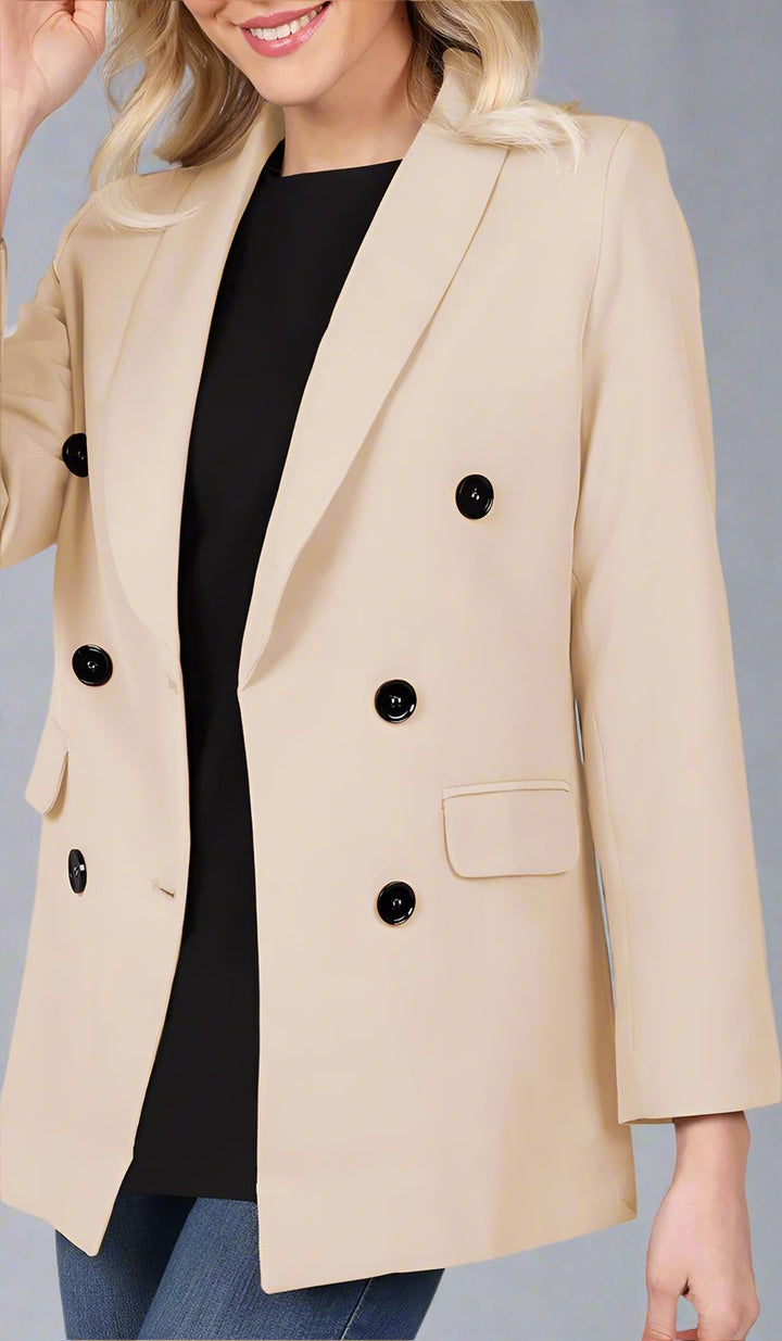 Veste blazer longue légère et confortable Lyla - Crème au beurre