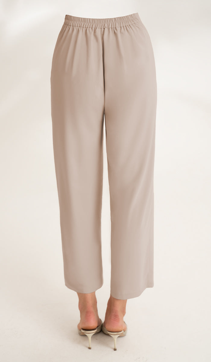 Pantalon ample extensible à jambe large Marvi - Latte 