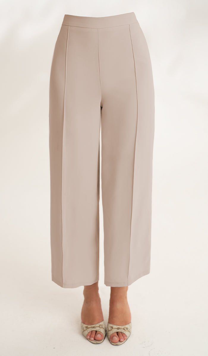 Marvi Loose Stretch Wide Leg Pants - Latte - Final Sale