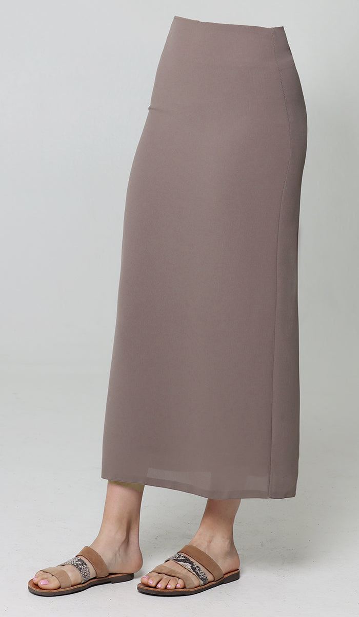 Moda Essential Long Maxi Pencil Skirt - Mocha