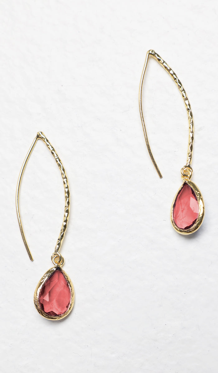 Nia Minimal Lightweight Teardrop Earrings - Gold/Red - Final Sale