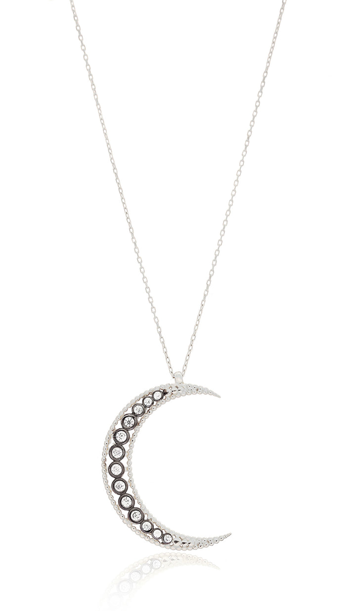 Nina Sterling Silver Crescent Moon Necklace - Silver