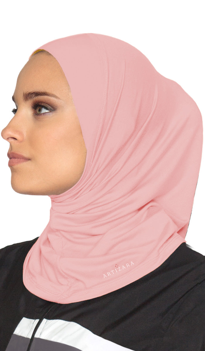 One Piece Stretch Sports Hijab - Rose