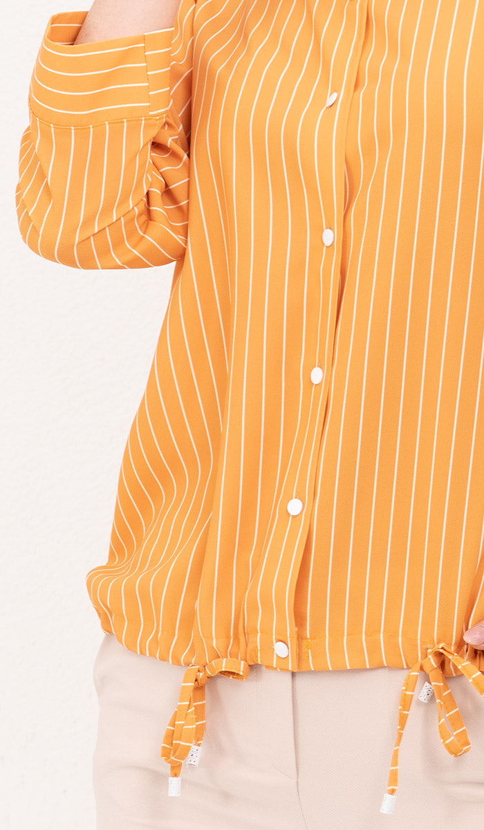 Parvin Pinstripe Button-down Shirt - Saffron - Final Sale