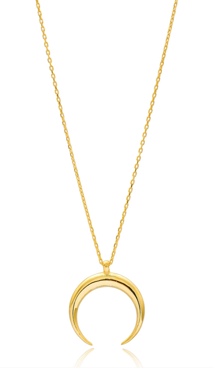 Saba Simple Sterling Silver Crescent Moon Necklace - Gold