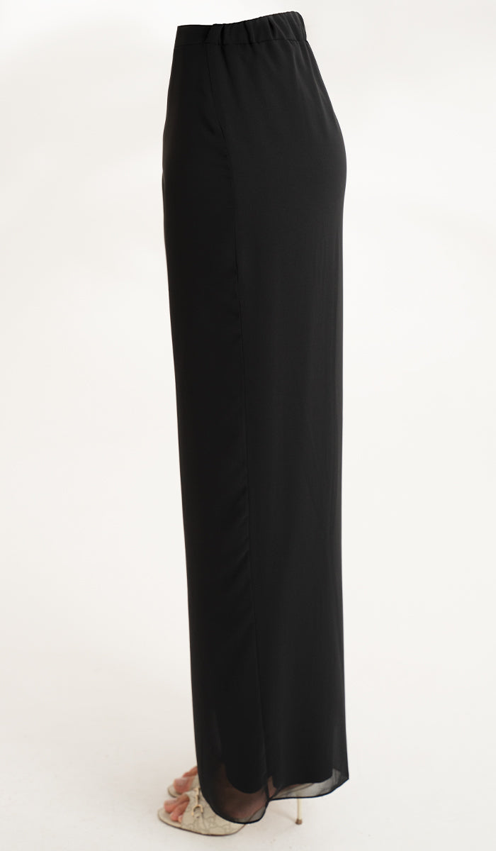 Safa Loose Flowing Palazzo Pants - Black