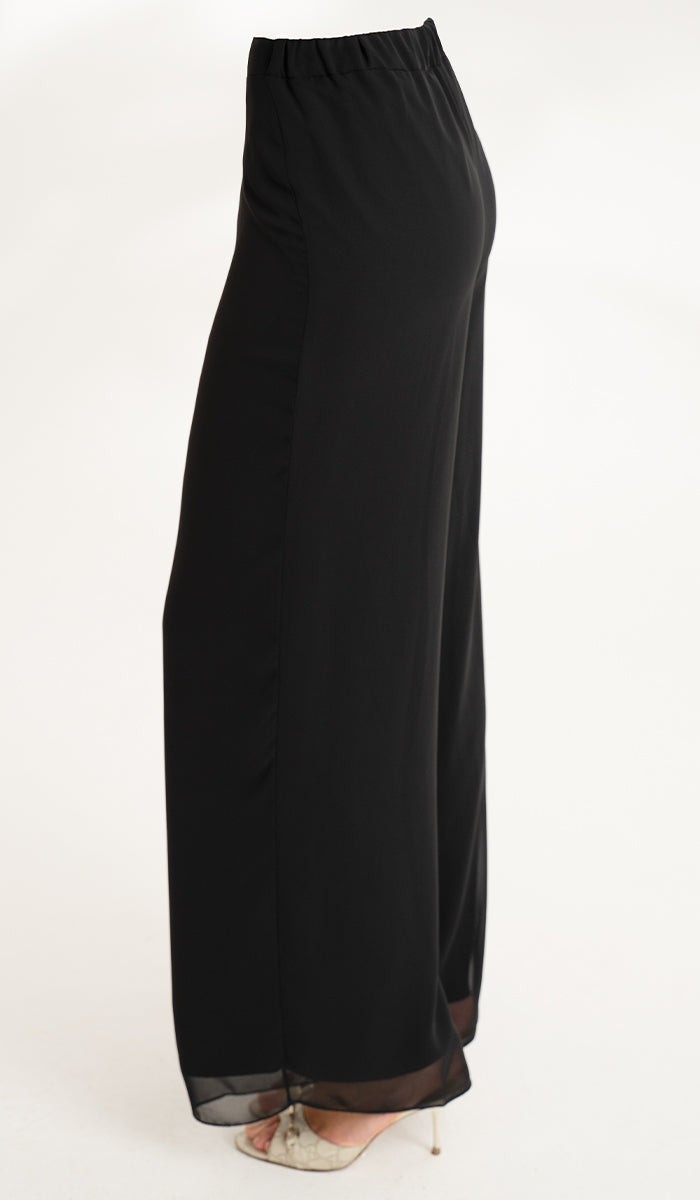 Safa Pantalon Palazzo Fluide Ample - Noir 