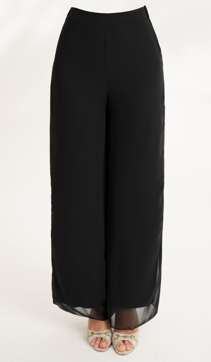 Safa Pantalon Palazzo Fluide Ample - Noir 