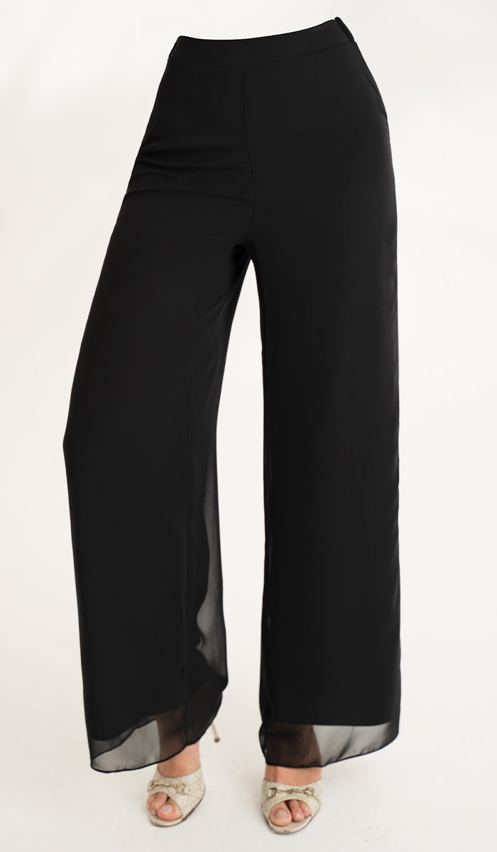 Safa Pantalon Palazzo Fluide Ample - Noir 