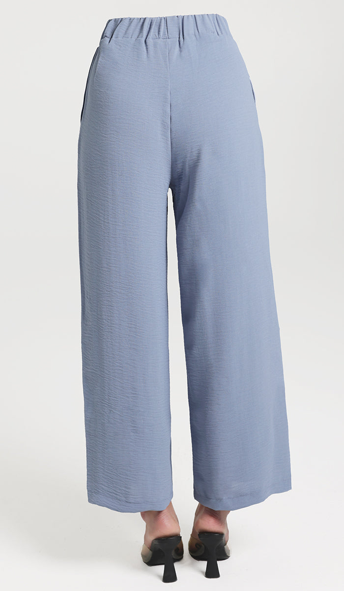 Pantalon ample extensible à jambe large Tina - Bleu