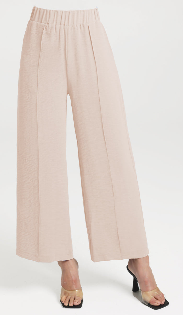 Pantalon ample extensible à jambe large Tina - Crème 