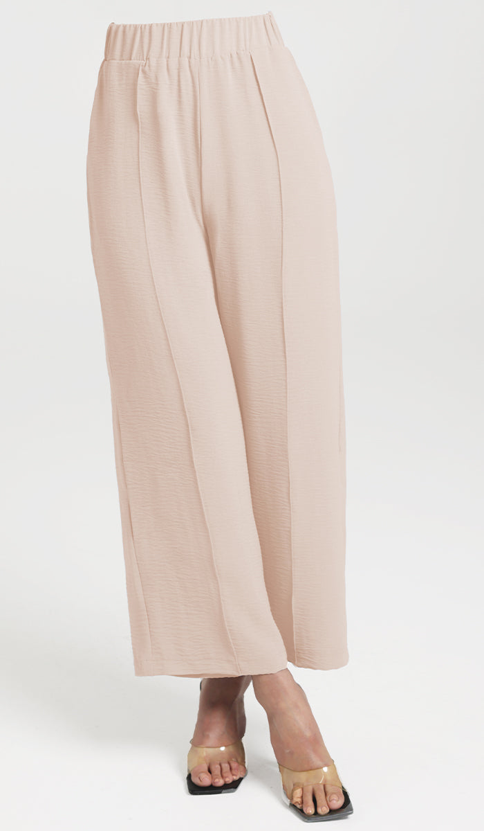 Pantalon ample extensible à jambe large Tina - Crème 