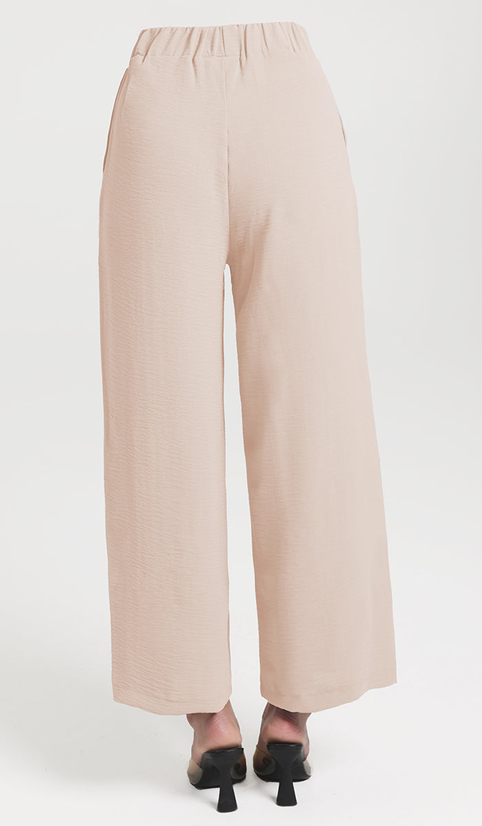 Pantalon ample extensible à jambe large Tina - Crème 