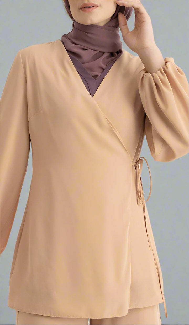 Veste chemise longue et confortable Ula - Caramel