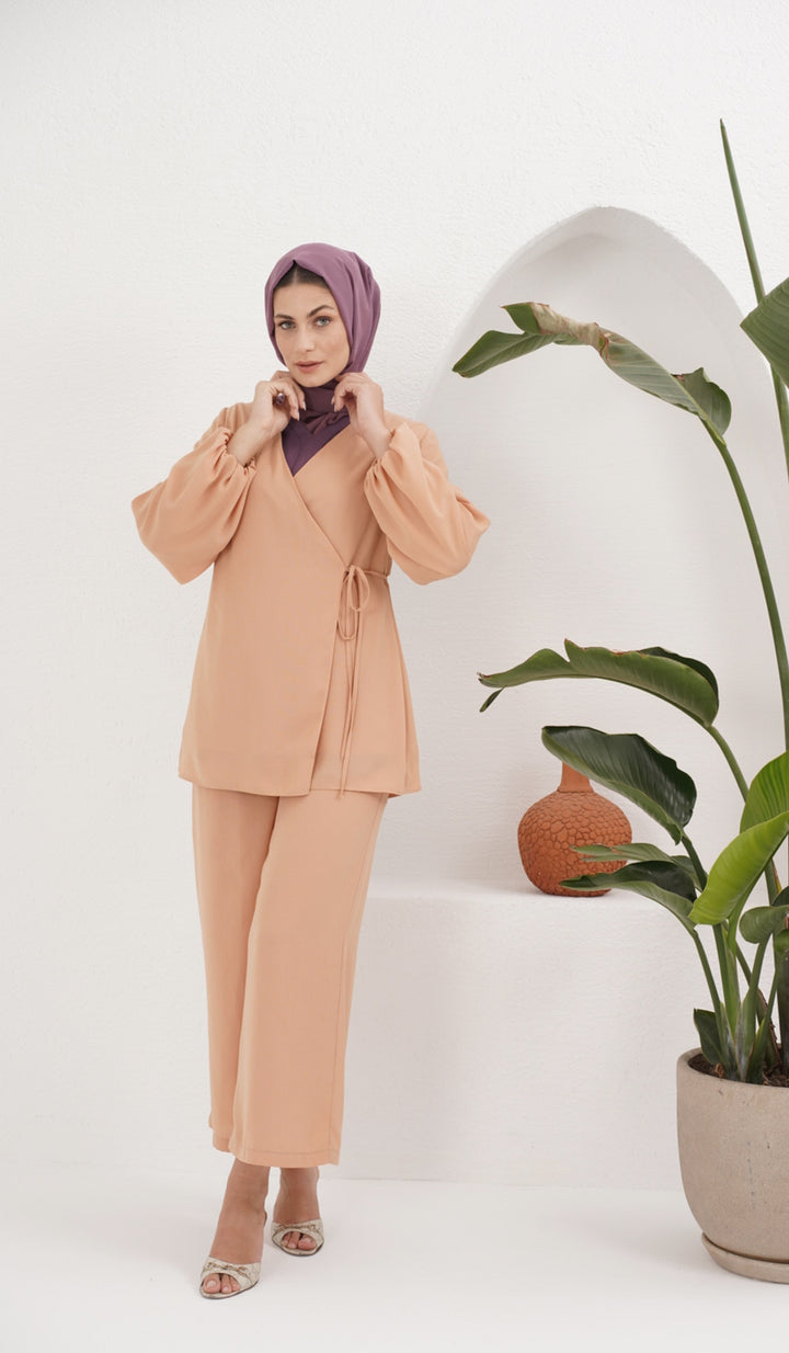 Ula Light Long Comfy Wrap Jacket - Caramel - Final Sale