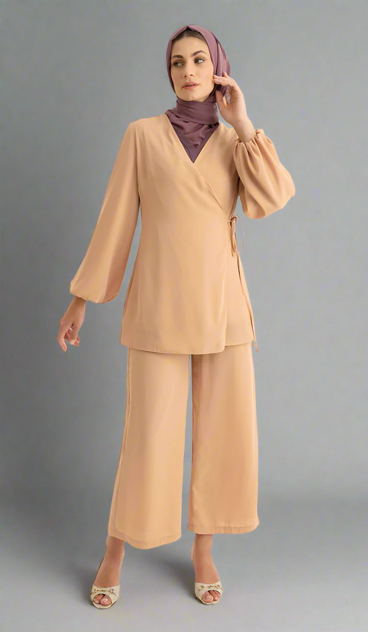 Ula Light Long Comfy Wrap Jacket - Caramel - Final Sale