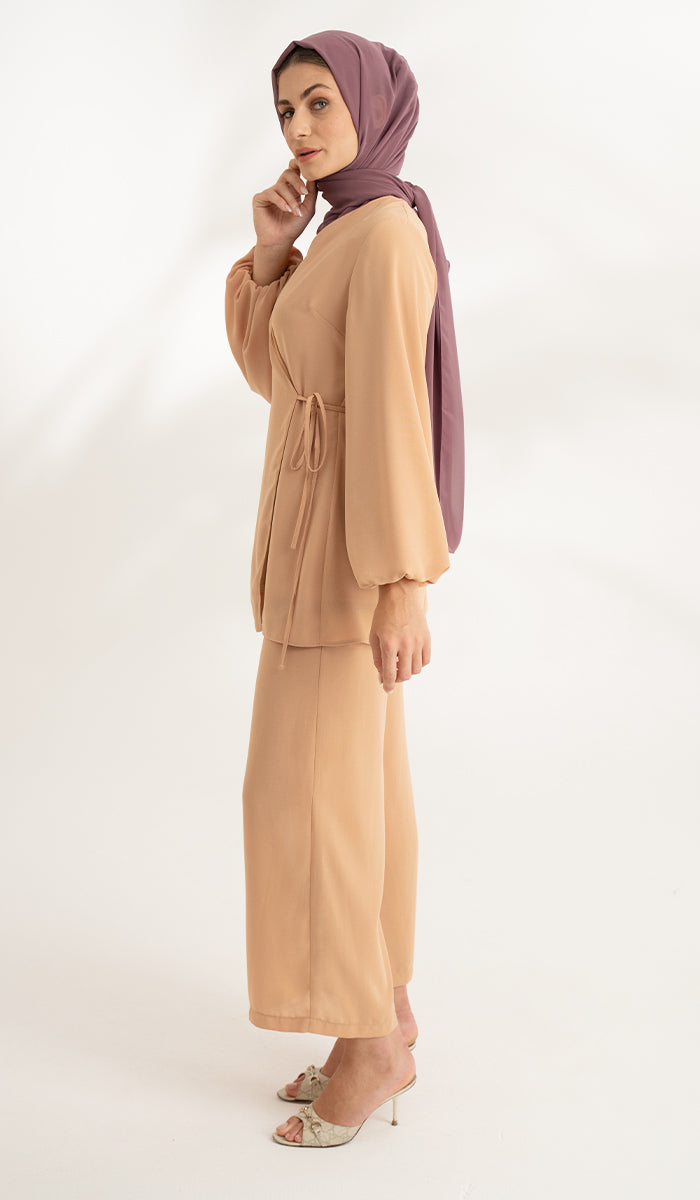 Ula Light Long Comfy Wrap Jacket - Caramel - Final Sale