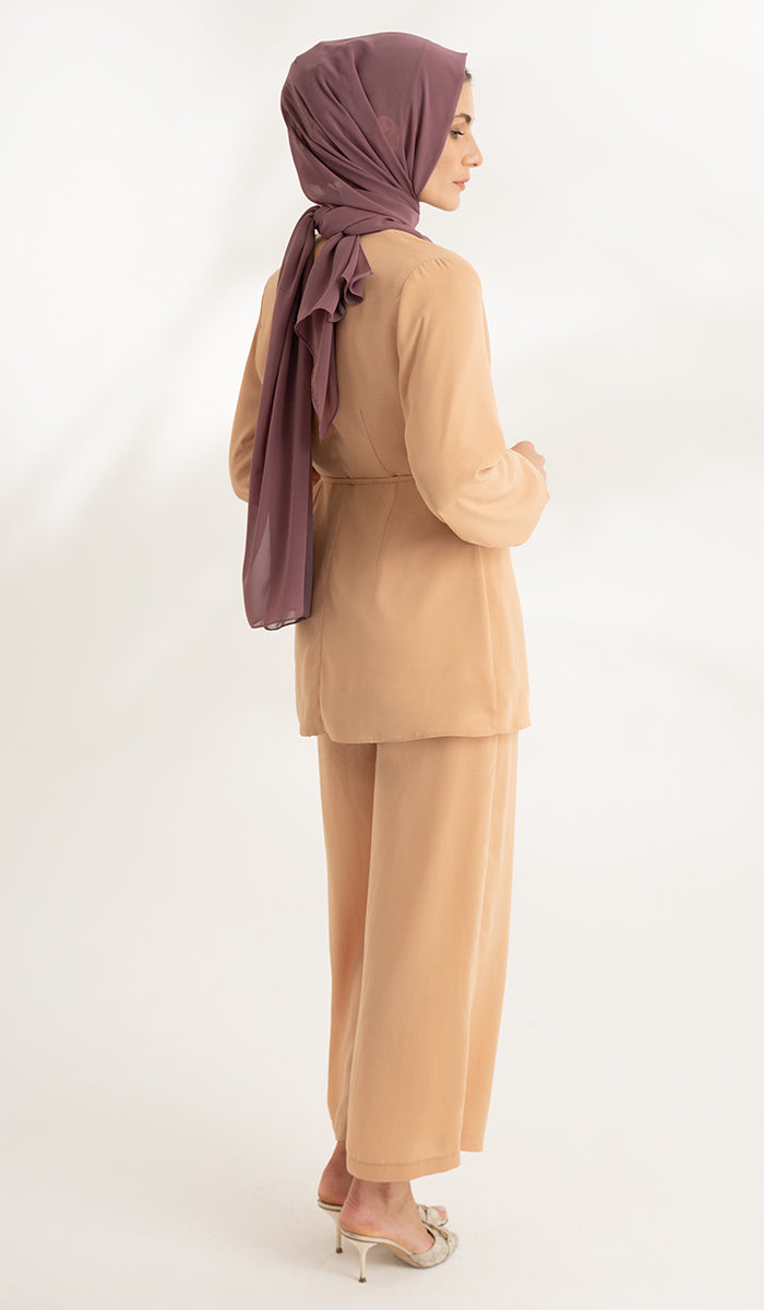 Ula Light Long Comfy Wrap Jacket - Caramel - Final Sale