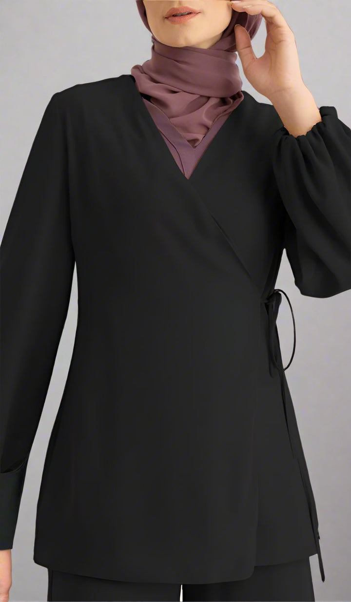 Veste-chemise longue et confortable Ula - Noir