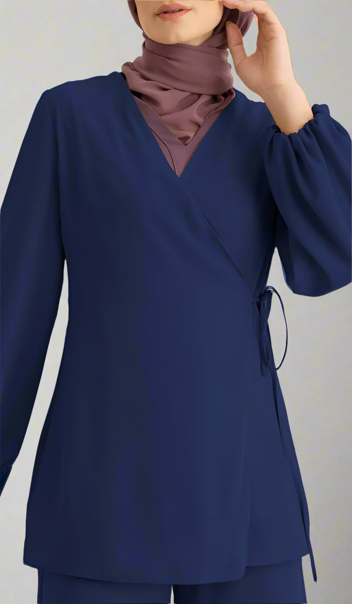 Veste chemise longue et confortable Ula - Bleu lapis