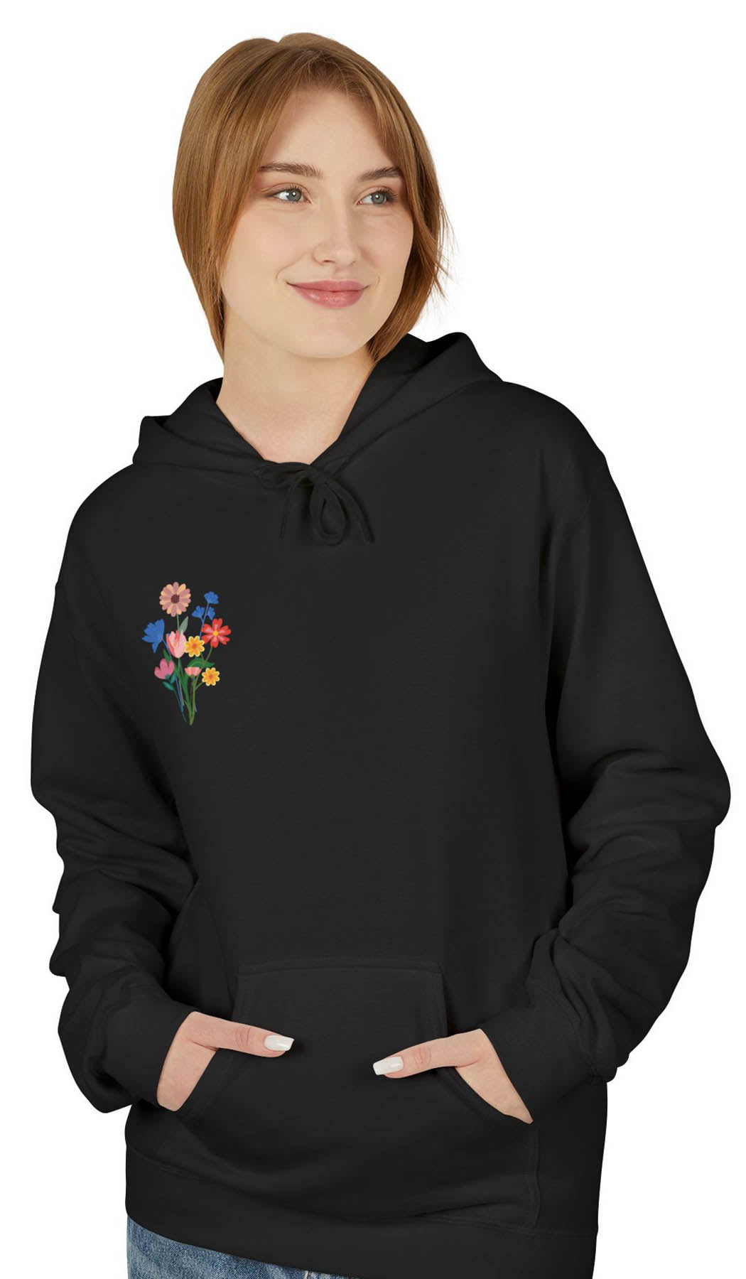 Wild Blooms Cotton Rich Fleece Hoodie with Arabic Calligraphy - Hubb